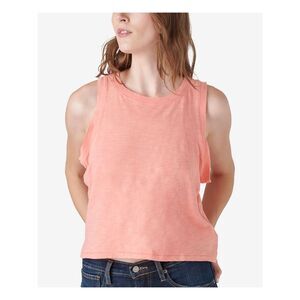 LUCKY BRAND Womens Coral Sleeveless Crew Neck Tank Top L